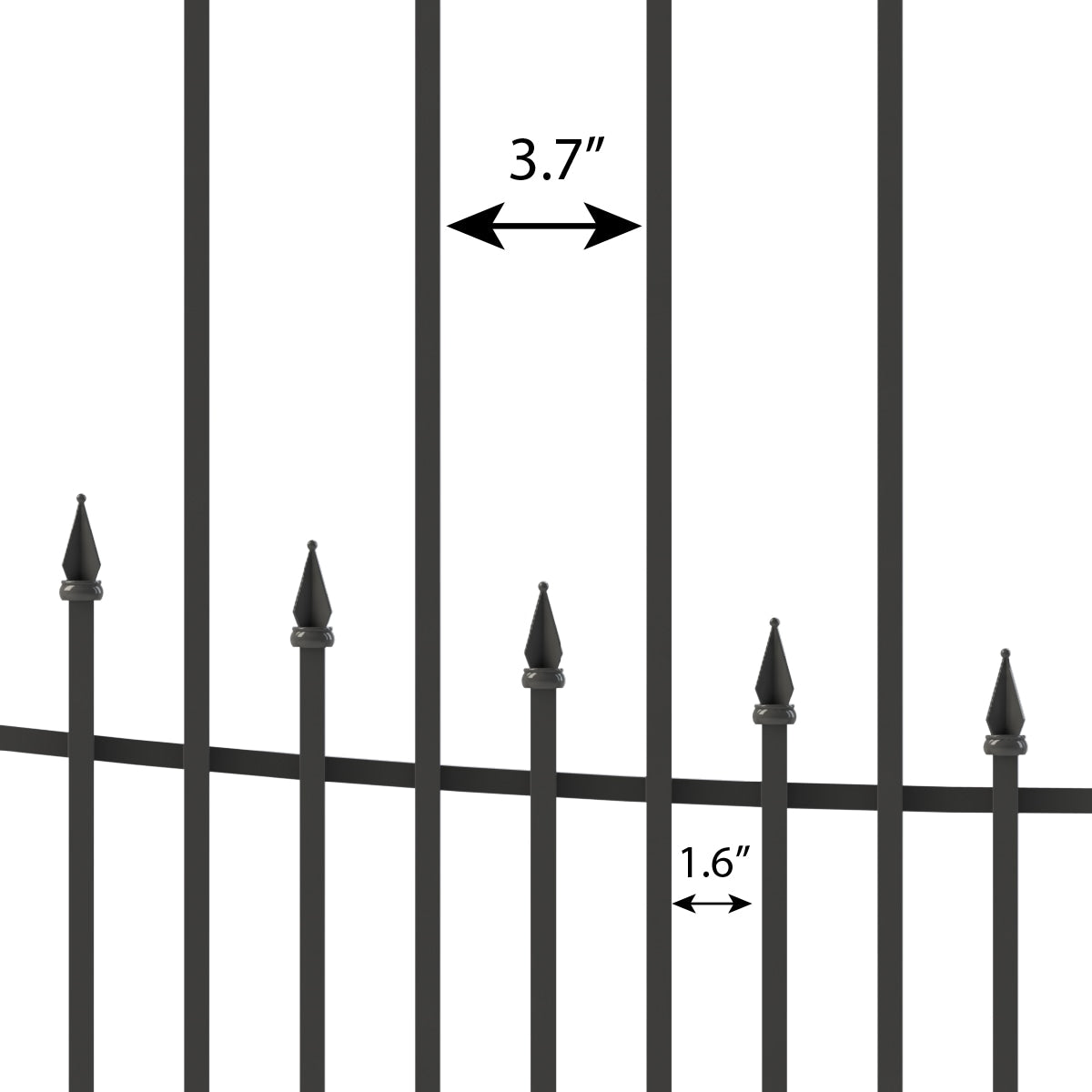 YARDLINK Right Transitional Panel 4-ft H x 2-ft W Black Steel Decorative Metal Pressed-point No Dig Decorative Fence Panel