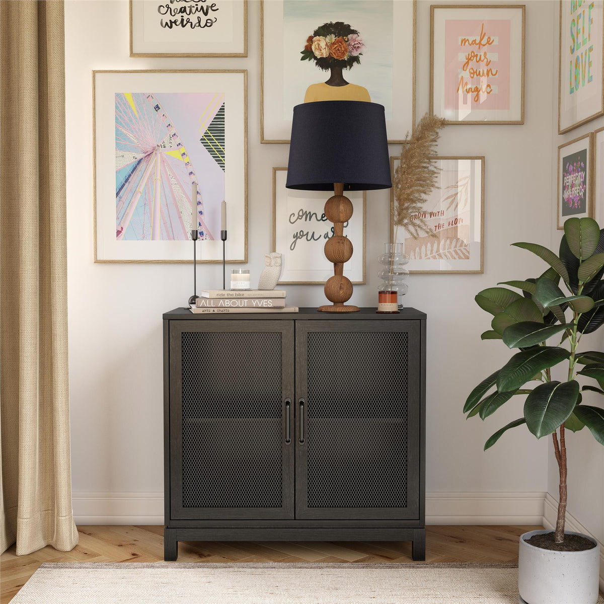 Ameriwood Home Tess Shadow Oak Traditional Mdf Media Cabinet