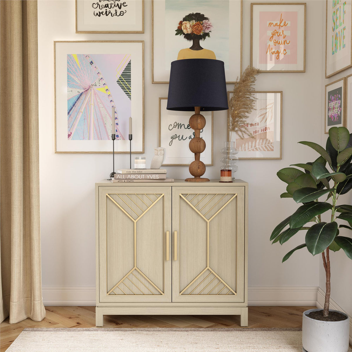 Ameriwood Home Neely Pale Oak Traditional Mdf Media Cabinet