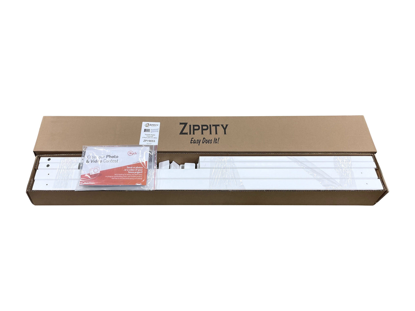 Zippity Outdoor Products Portable Puppy 2 Panels 2-ft H x 3.5-ft W White Privacy Vinyl Flat-top Fence Panel (Unassembled)