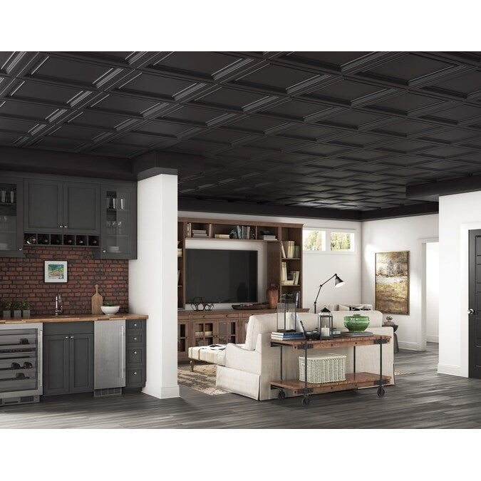 Armstrong Ceilings 2-ft x 2-ft Easy Elegance Black PVC Drop Ceiling Tile (1-Pack, 4-sq ft / Case)