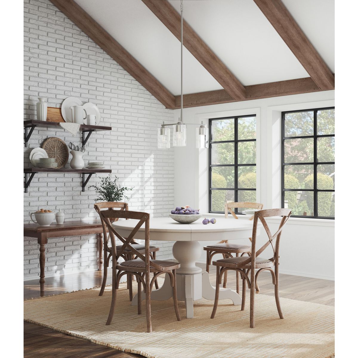 Progress Lighting Morehouse 3-Light Brushed Nickel Transitional Chandelier