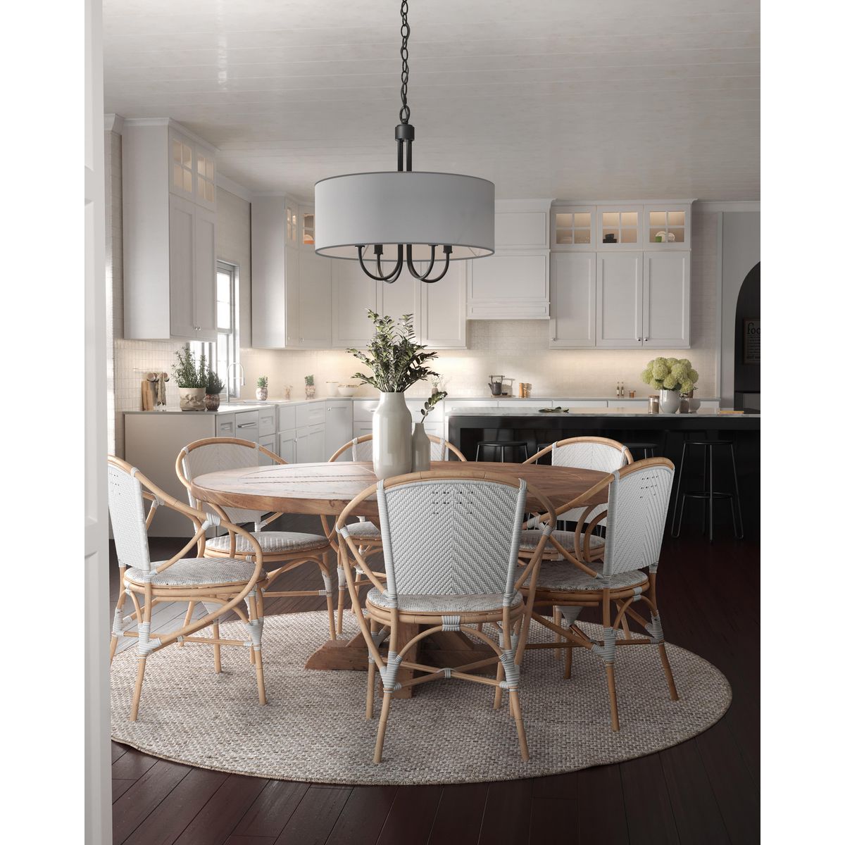 Progress Lighting Evanna 4-Light Matte Black Transitional Chandelier