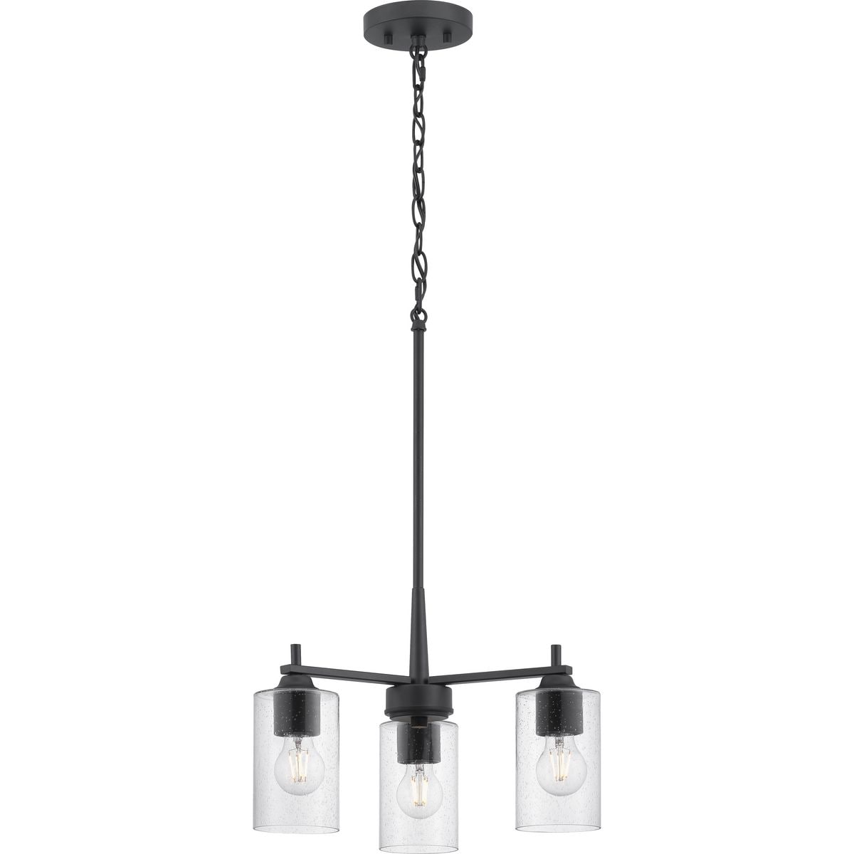 Progress Lighting Morehouse 3-Light Matte Black Transitional Chandelier