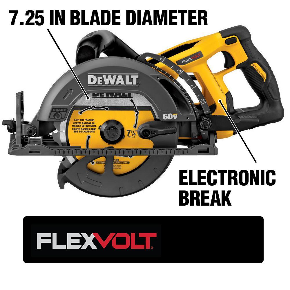 FLEXVOLT 60-Volt MAX Li-Ion Cordless Brushless 7-1/4 in. Wormdrive Circular Saw w/ Bonus FLEXVOLT 20/60-Volt Battery - Super Arbor