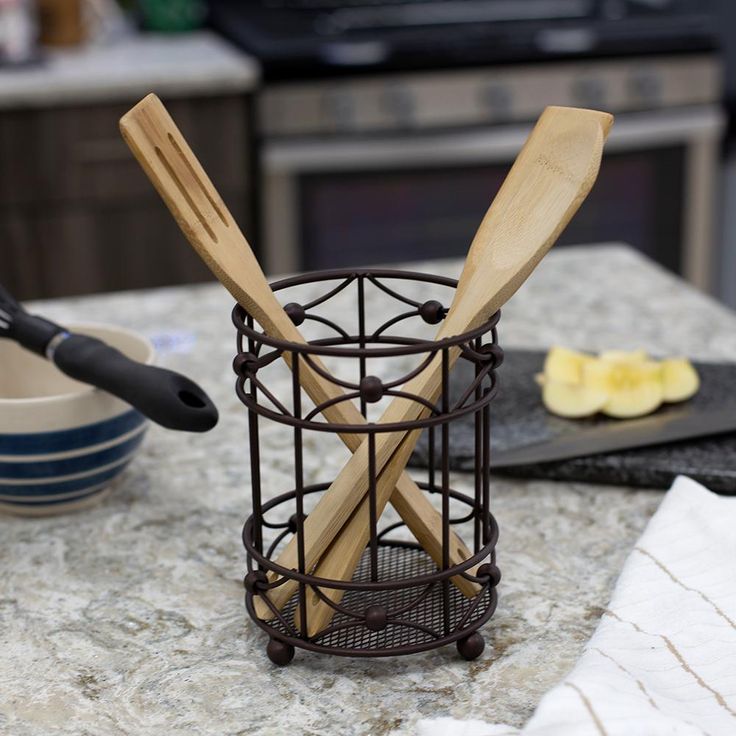 Arbor Oil-Rubbed Bronze Cutlery Holder with Mesh Bottom and Non-Skid Feet