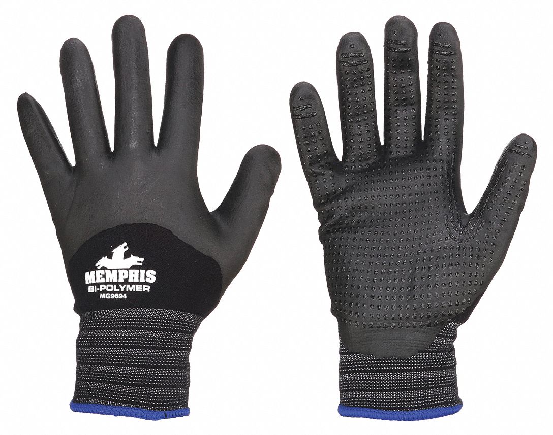 MCR SAFETY Nitrile-Coated Gloves, Dotted, Medium, 12 Pack