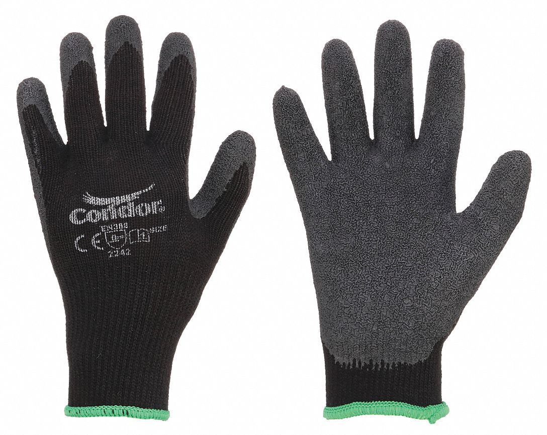 CONDOR Coated Latex Gloves, Size S, Full Finger, ANSI Level 2