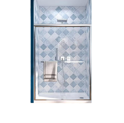 TOOLKISS 50 in. - 54 in. W x 72 in. H Sliding Framed Shower Door in Brushed Nickel with Clear Glass