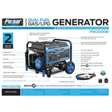Pulsar 12,000-Watt/9,500-Watt Dual Fuel Gasoline/Propane Powered Electric/Recoil Start Portable Generator 457cc CARB Compliant
