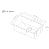 All-in-One Drop-In Stainless Steel 32 in. 4-Hole Single Bowl Kitchen Workstation Sink with Faucet and Accessories - Super Arbor
