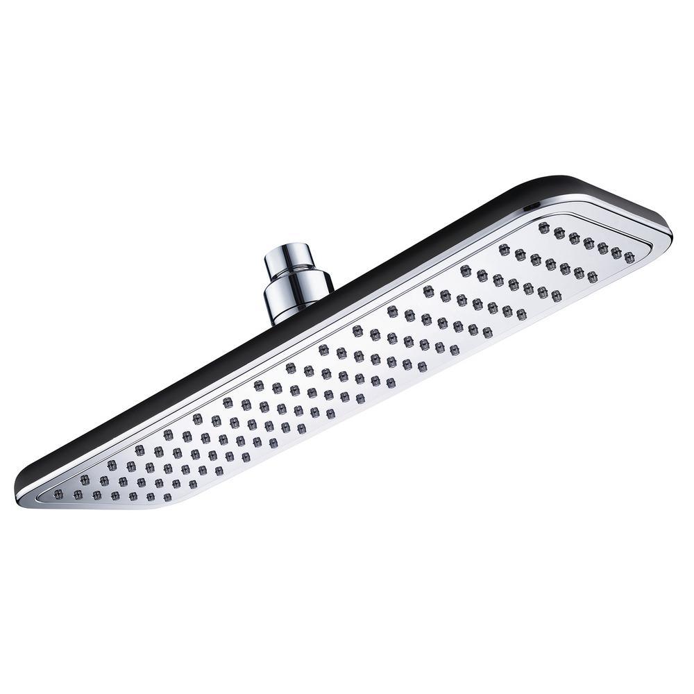 1-Spray 13.75 in. Single Wall Mount Fixed Rain Shower Head in Black Chrome - Super Arbor