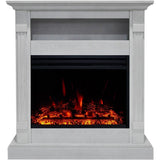 Sienna 34 in. Electric Fireplace Heater in White with Mantel, Enhanced Log Display and Remote Control - Super Arbor