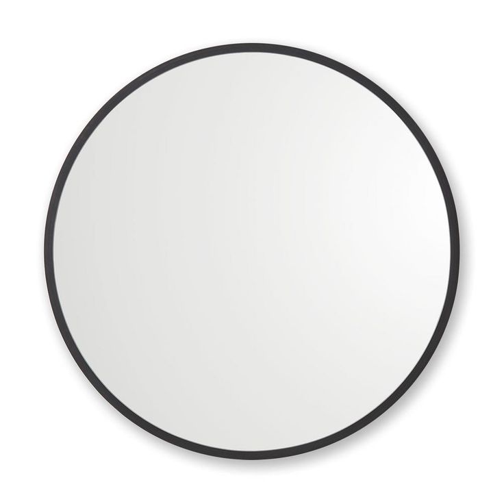 30 in. x 30 in. Rubber Framed Round Single Mirror in Black