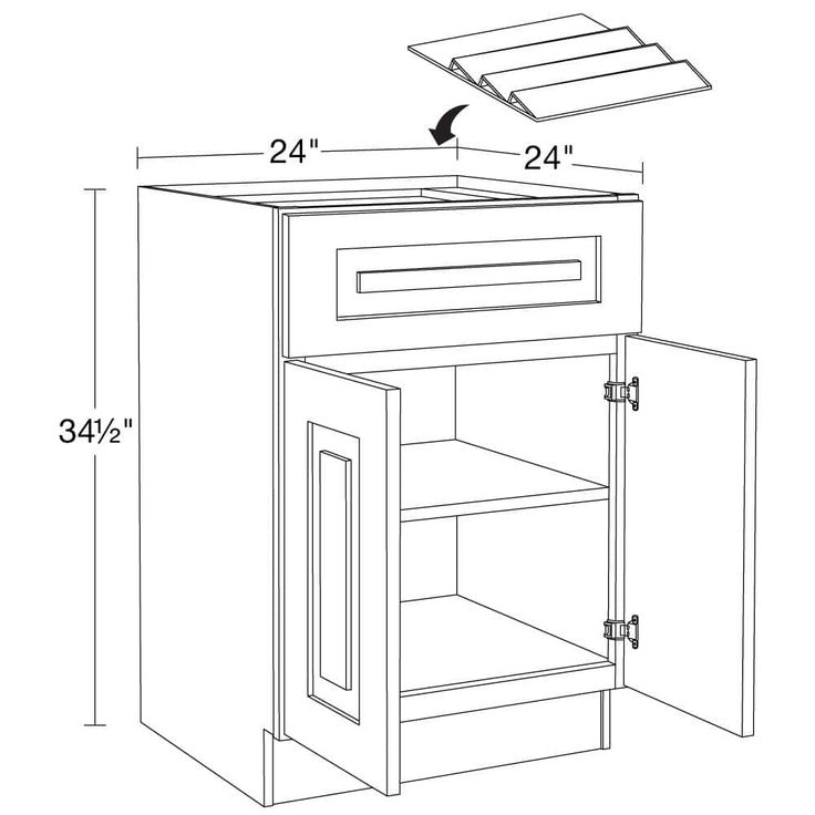 Home Decorators Collection Grayson 24 in. W x 24 in. D x 34.5 in. H Assembled Plywood Base Kitchen Cabinet in Pacific White with Spice Soft Close