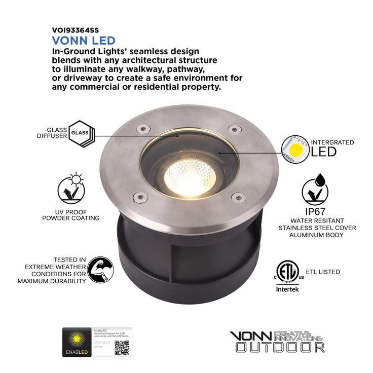 5-Watt Stainless Steel Outdoor Integrated LED 3000K In-Ground Landscape Path Light