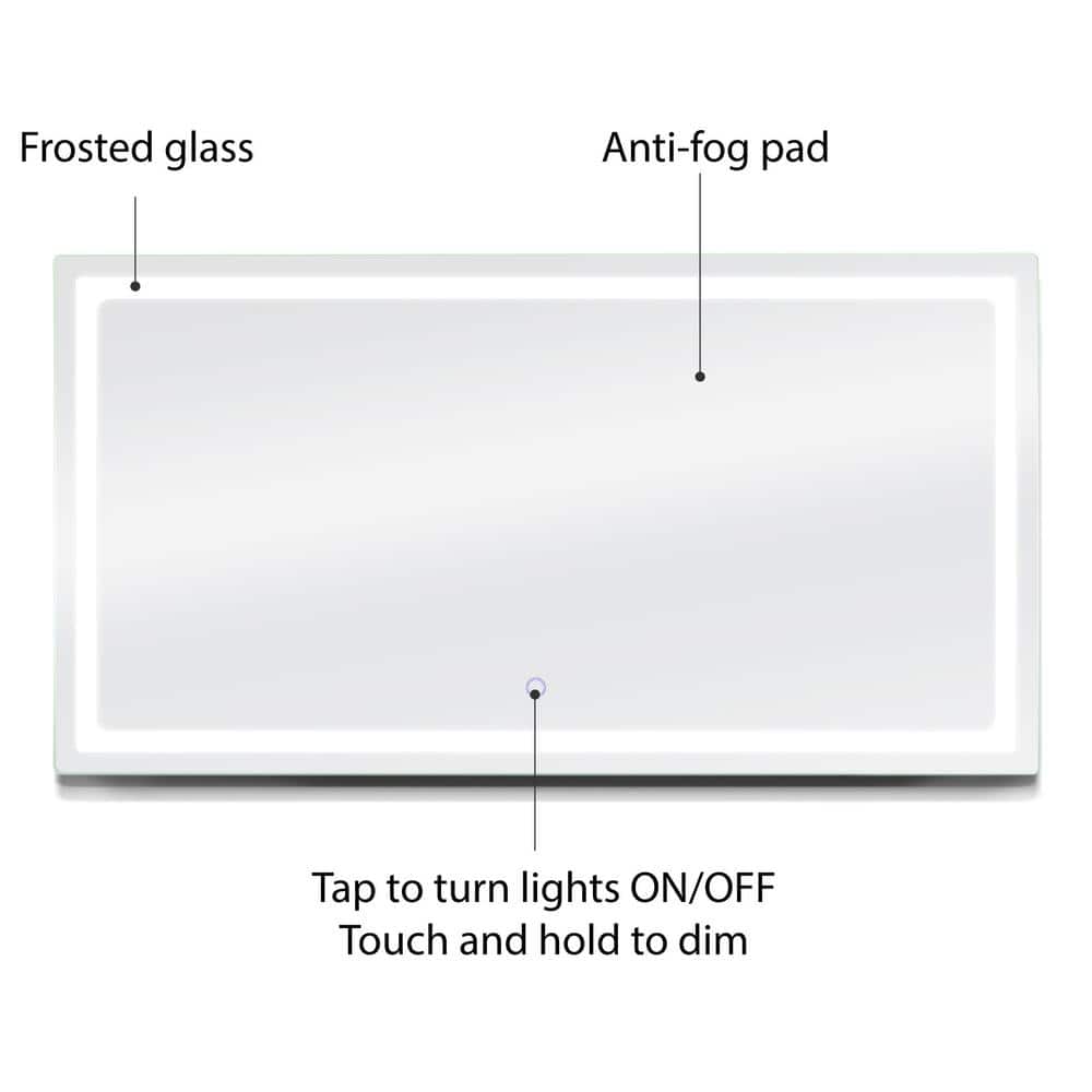 Swan 48 in. W x 36 in. H LED Backlit Vanity Bathroom Mirror with Touch On/Off Dimmer and Anti-Fog