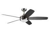 Harbor Breeze Monarch 52-in Brushed Nickel Integrated LED Indoor/Outdoor Ceiling Fan with Remote, 5-Blade