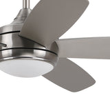 Harbor Breeze Monarch 52-in Brushed Nickel Integrated LED Indoor/Outdoor Ceiling Fan with Remote, 5-Blade