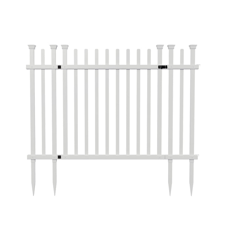 Zippity Outdoor Products 3.5-ft H x 5-ft W White Vinyl Dog Ear No-dig Fence Gate (Unassembled)