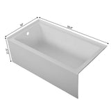 59.76 in. Left-Hand Acrylic Center Drain Rectangular Alcove Bathtub in White - Super Arbor