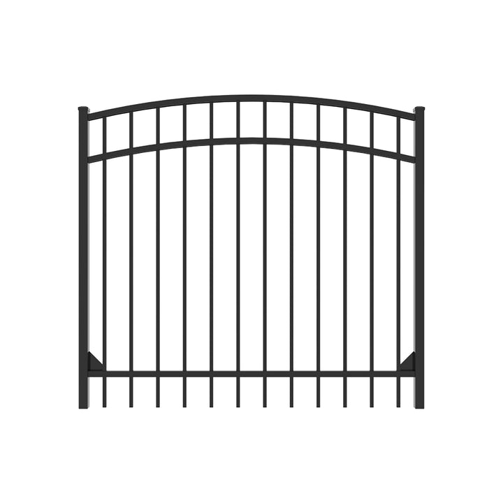 Fortress Building Products 4-ft H x 5-ft W Gloss Black Aluminum Spaced Picket Flat-top Erosion Arched Walk Gate Fence Gate