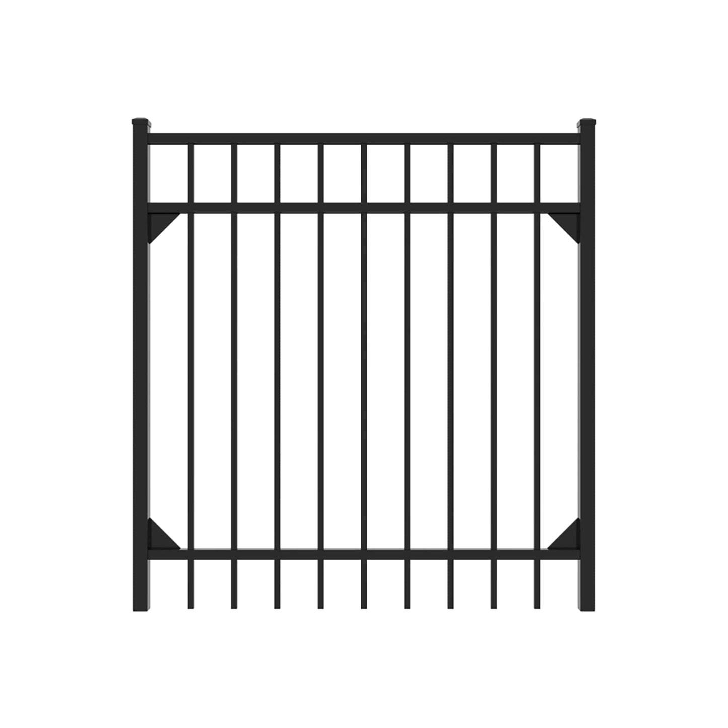 Fortress Building Products 4-ft H x 4-ft W Gloss Black Aluminum Spaced Picket Flat-top Decorative Walk Gate Fence Gate