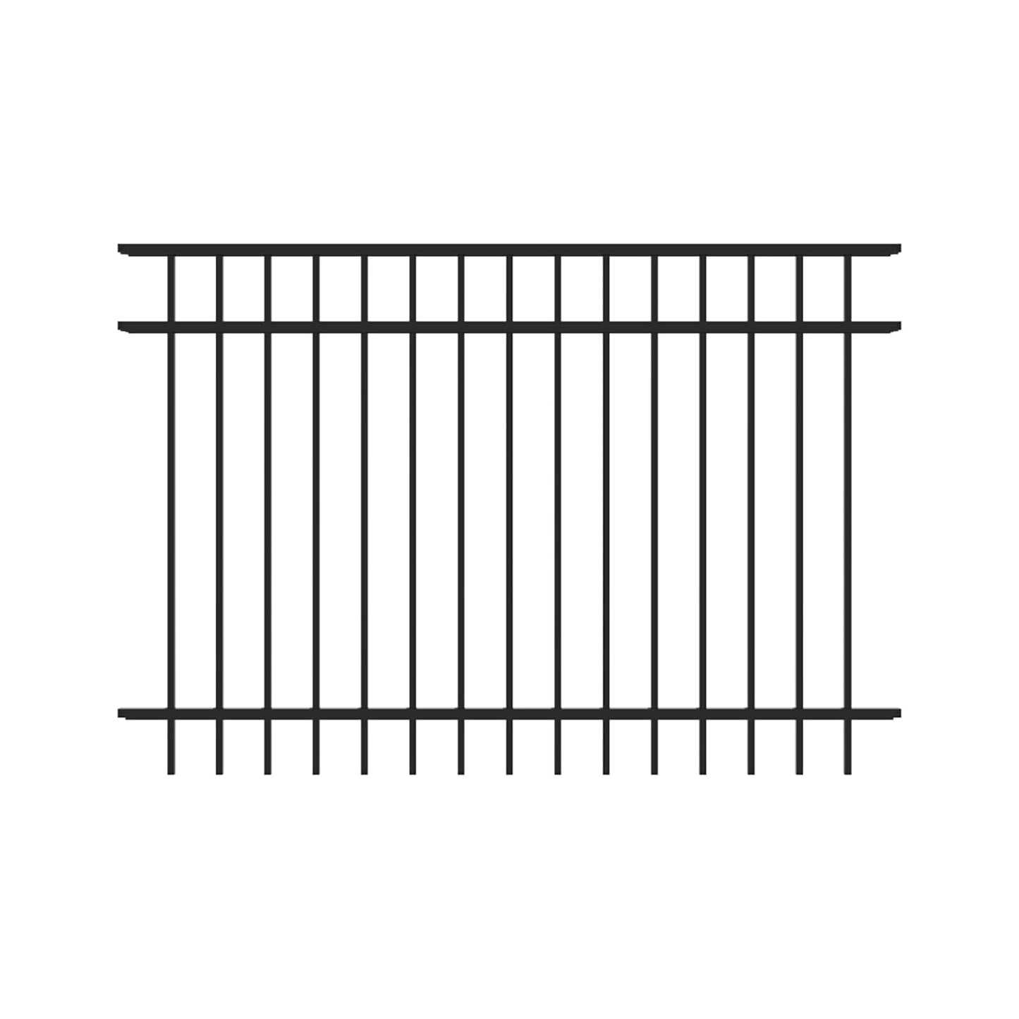 Fortress Building Products 4-ft H x 6-ft W Gloss Black Aluminum Spaced Picket Flat-top Decorative Fence Panel