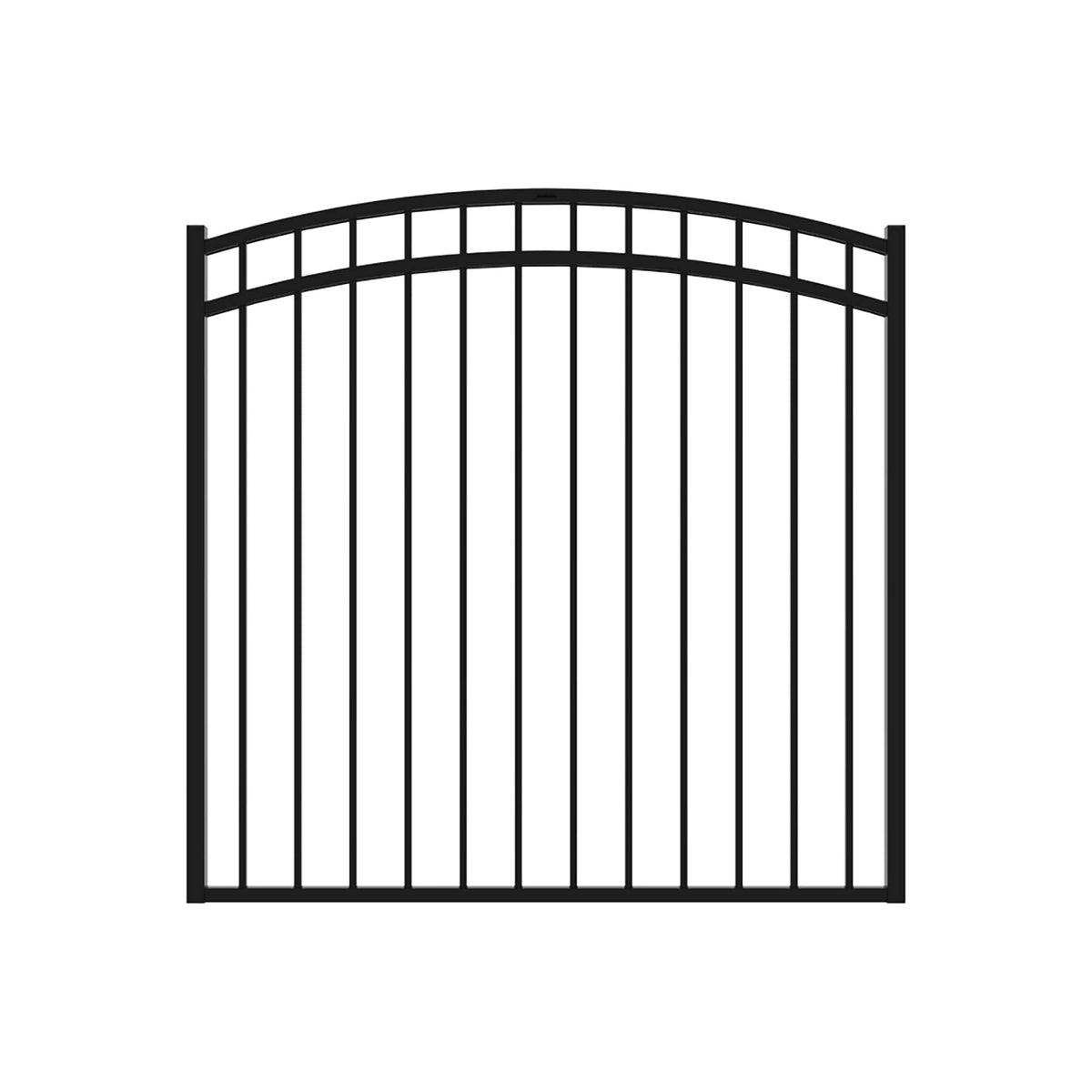 Fortress Building Products 4-1/2-ft H x 5-ft W Gloss Black Galvanized Steel Spaced Picket Flat-top Decorative Standard Fence Gate