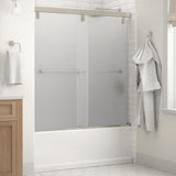 Everly 60 in. x 59-1/4 in. Mod Semi-Frameless Sliding Bathtub Door in Matte Black and 1/4 in. (6mm) Transition Glass - Super Arbor
