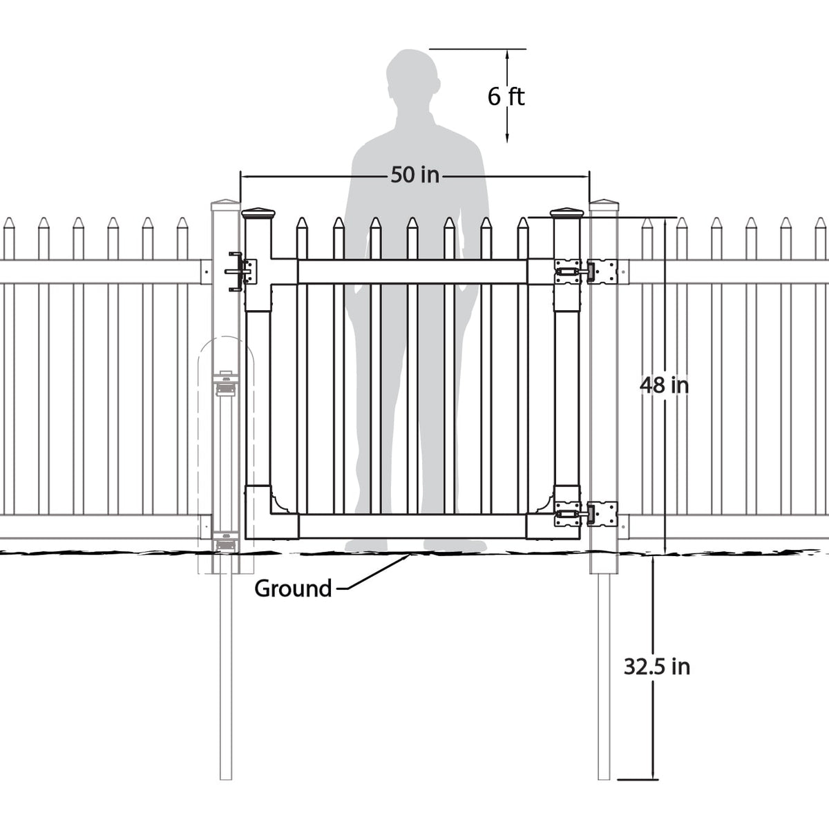 WamBam Fence 4-ft H x 4-ft W White Vinyl Flat-top Fence Gate Kit (Unassembled)