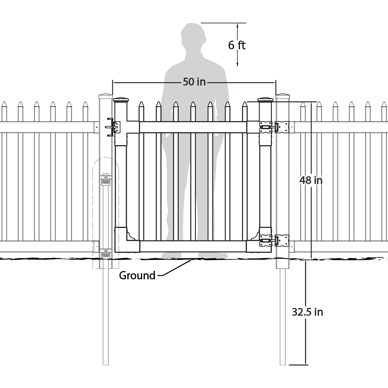 WamBam Fence 4-ft H x 4-ft W White Vinyl Flat-top Fence Gate Kit (Unassembled)