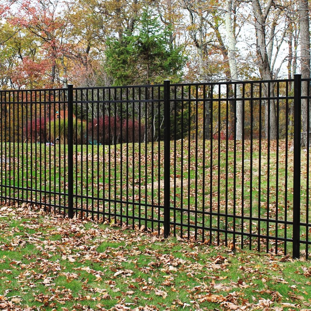 Freedom New Haven 9-ft H x 2-in W Black Aluminum Spaced Picket Flat-top Decorative Corner Fence Post