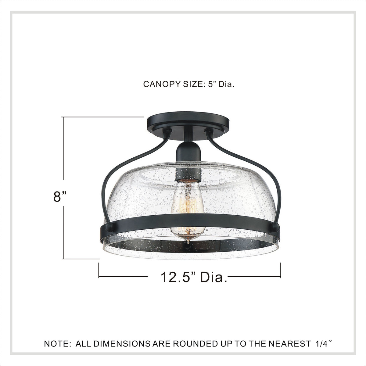 Quoizel Henderson 12.5-in Black Farmhouse Semi-Flush Mount Light