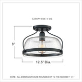 Quoizel Henderson 12.5-in Black Farmhouse Semi-Flush Mount Light