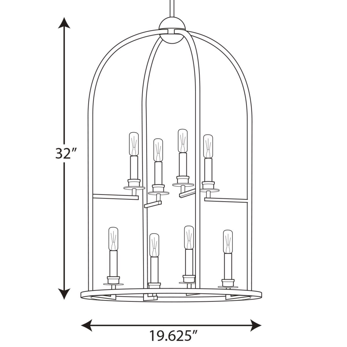 Progress Lighting Seneca 8-Light Matte Black Farmhouse Lantern Medium Hanging Pendant Light
