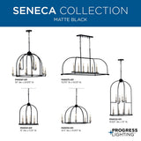 Progress Lighting Seneca 4-Light Matte Black Farmhouse Lantern Medium Hanging Pendant Light