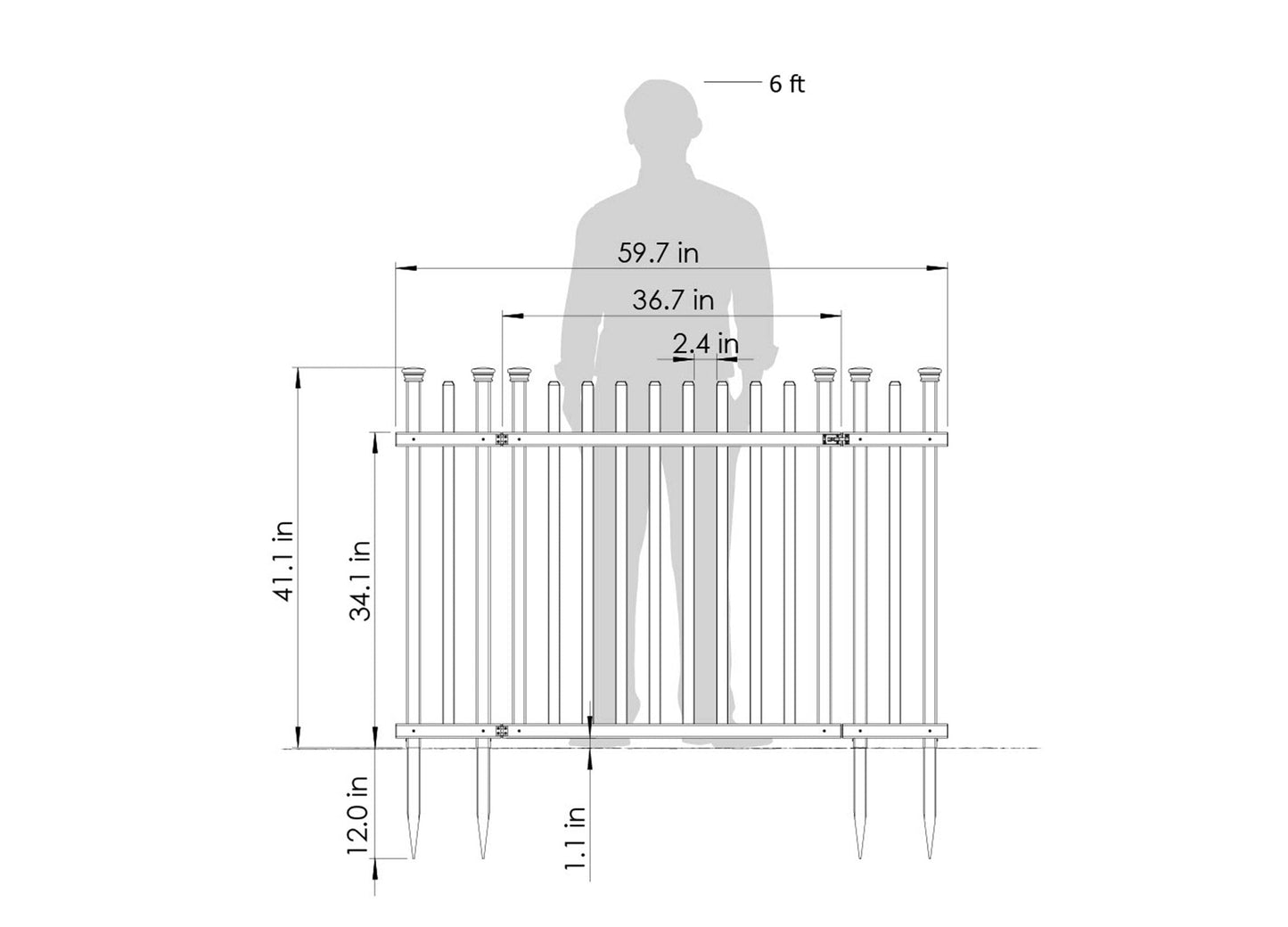 Zippity Outdoor Products 3.5-ft H x 5-ft W White Vinyl Dog Ear No-dig Fence Gate (Unassembled)