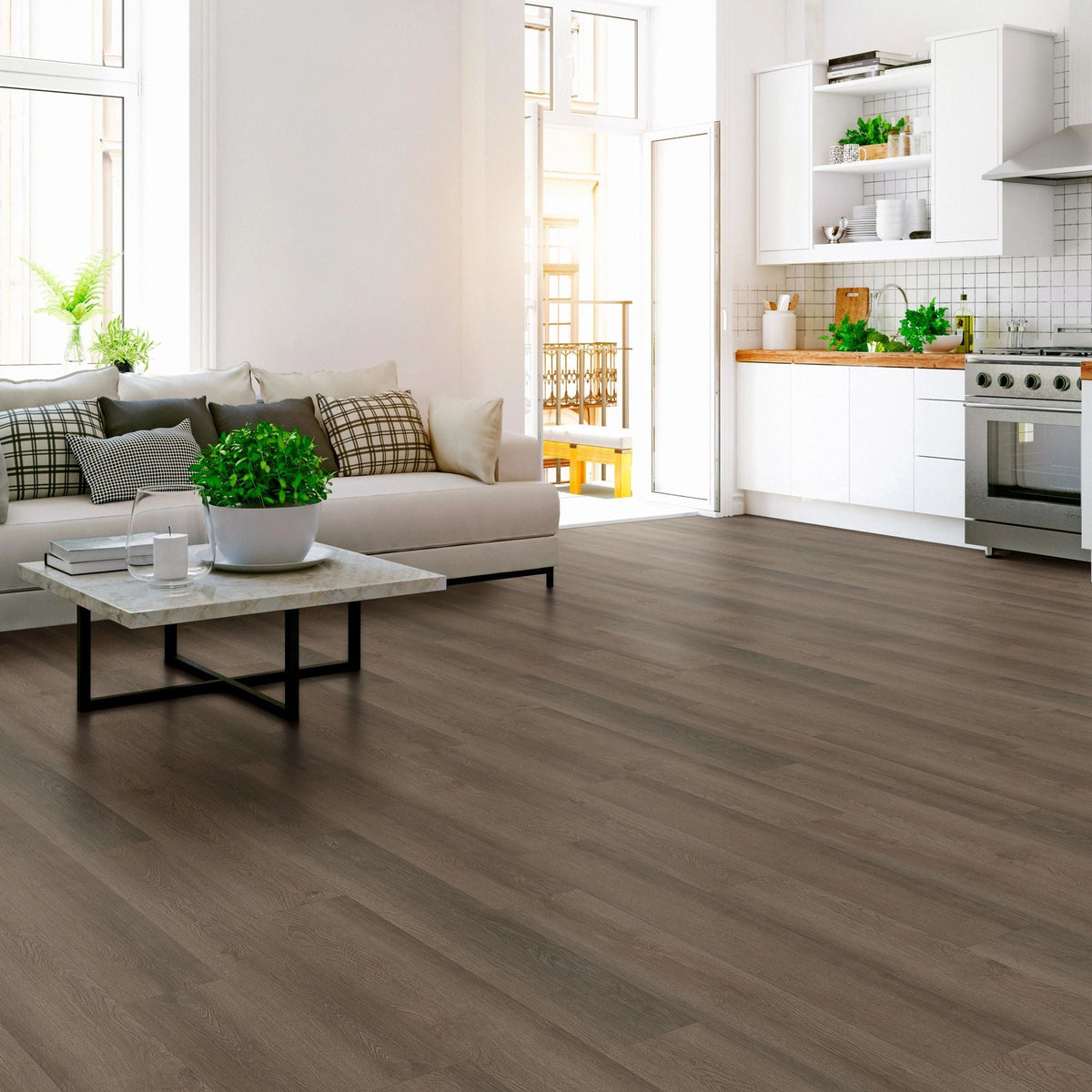 Shaw Boundless 8 Artistic Brown 8-mil x 7-in W x 48-in L Waterproof Glue Down Luxury Vinyl Plank Flooring (34.98-sq ft/ Carton)
