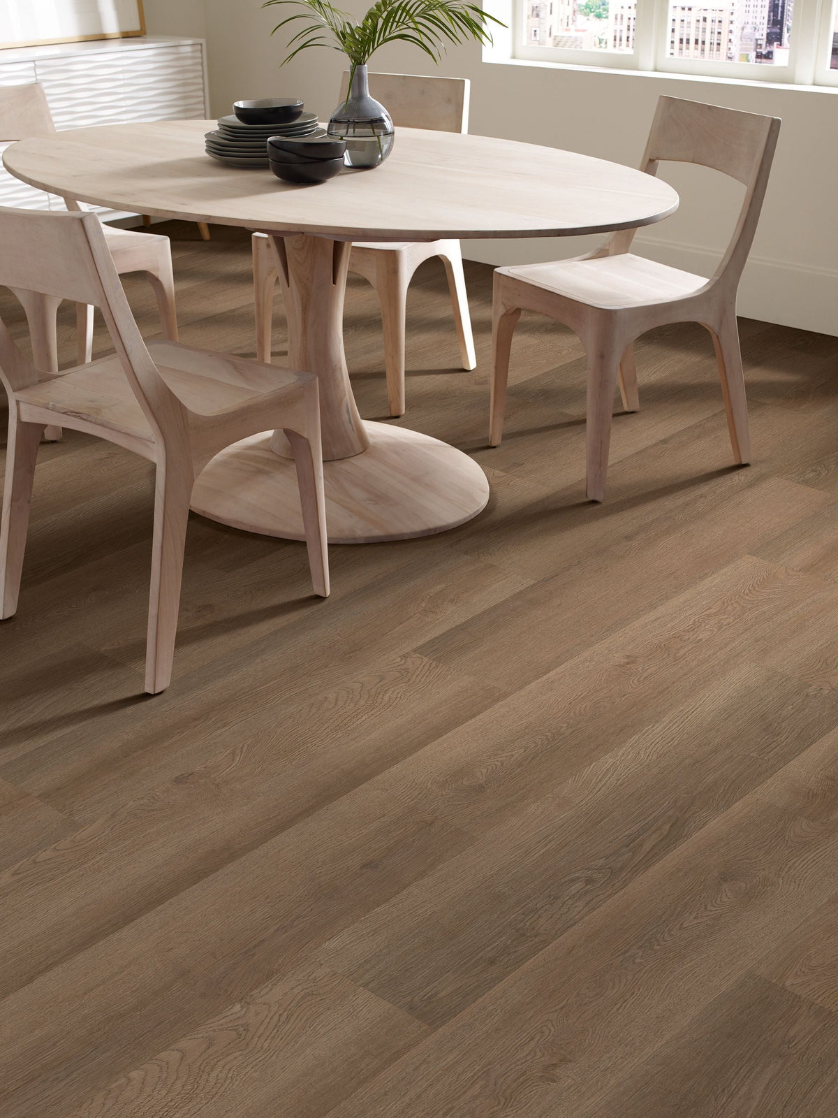 Shaw Boundless 8 Live Sienna Brown 8-mil x 7-in W x 48-in L Waterproof Glue Down Luxury Vinyl Plank Flooring (34.98-sq ft/ Carton)