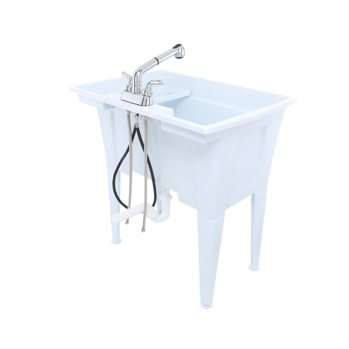 RuggedTub Freestanding Utility Tub with Drain and Faucet - 32.25-in x 22-in, White