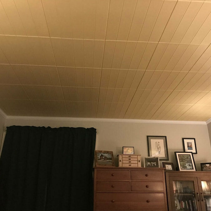 A La Maison Ceilings 1.67-ft x 1.67-ft Beadboard Plain White Polystyrene Surface-mount Ceiling Tile (8-Pack, 21.6-sq ft / Case)