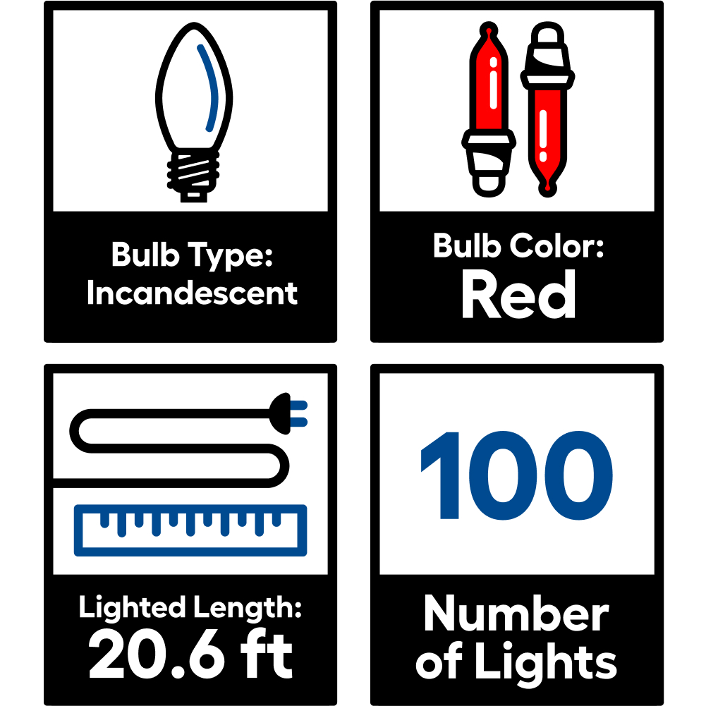 GE String-A-Long 100-Count 20.6-ft Red Incandescent Plug-In Christmas String Lights