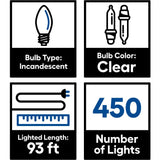 GE String-A-Long 450-Count 93.12-ft Clear White Incandescent Plug-In Christmas String Lights