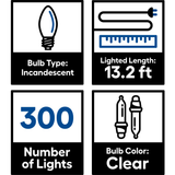 GE String-A-Long 300-Count Constant White Mini Incandescent Plug-In Christmas Icicle Lights