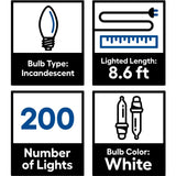 GE ConstantON 200-Count Constant White Mini Incandescent Plug-In Christmas Icicle Lights