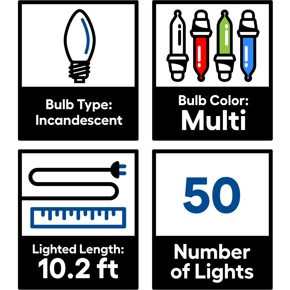 GE String-A-Long 50-Count 10.2-ft Multicolor Incandescent Plug-In Christmas String Lights