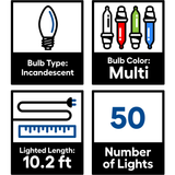 GE String-A-Long 50-Count 10.2-ft Multicolor Incandescent Plug-In Christmas String Lights