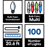 GE String-A-Long 100-Count 20.6-ft Multicolor Incandescent Plug-In Christmas String Lights
