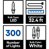 GE StayBright 300-Count Constant White Mini LED Plug-In Christmas Icicle Lights